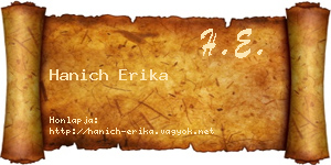 Hanich Erika névjegykártya